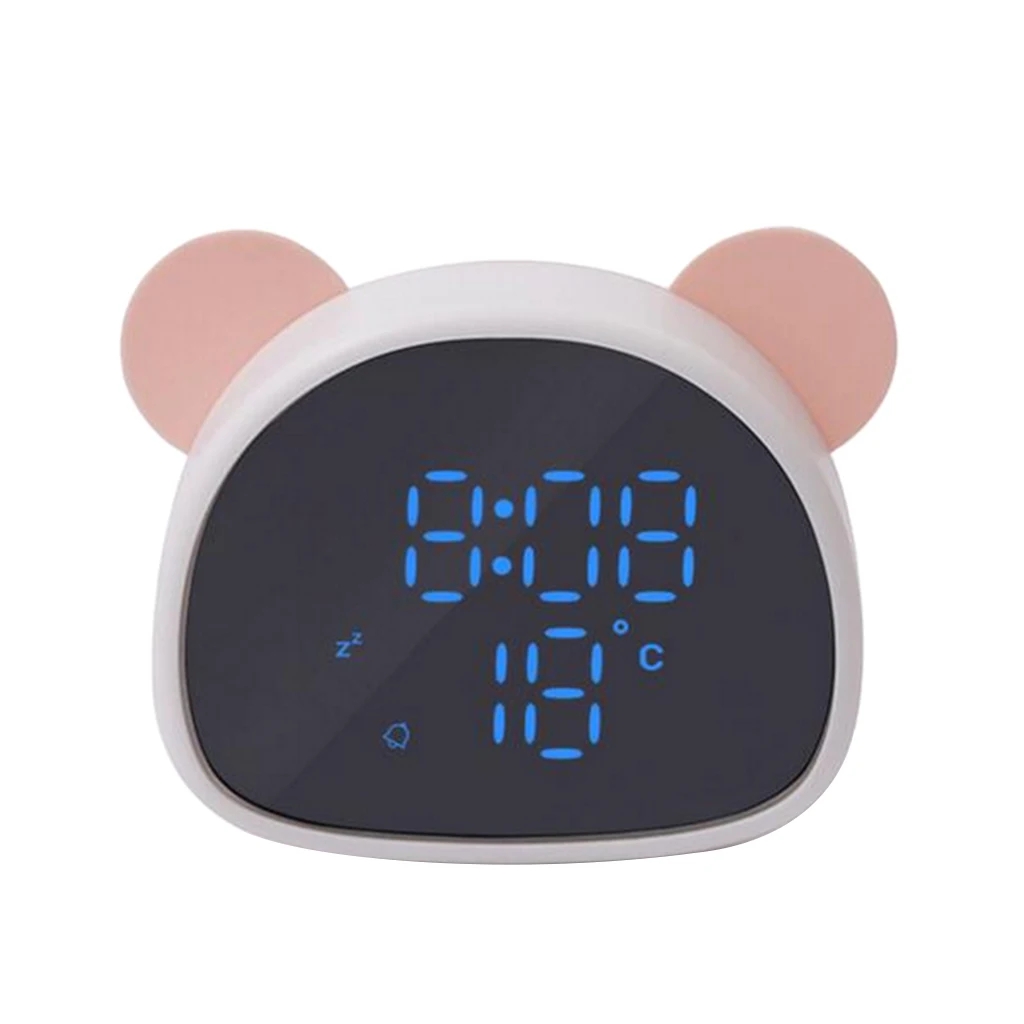 Panda Shape Digital Alarm Clock Portable Mirror Display Temperature Time for Children Kids, LED Digital Display Clock