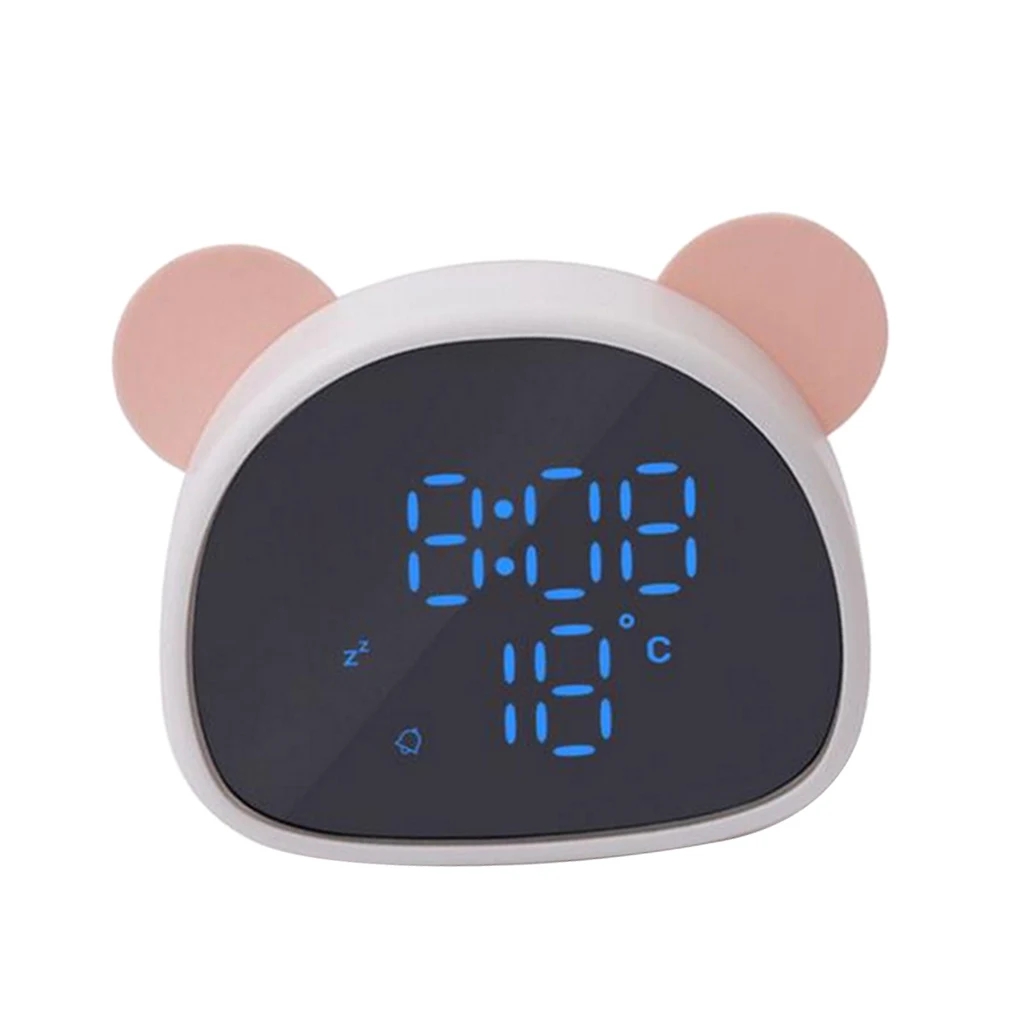 Panda Shape Digital Alarm Clock Portable Mirror Display Temperature Time for Children Kids, LED Digital Display Clock