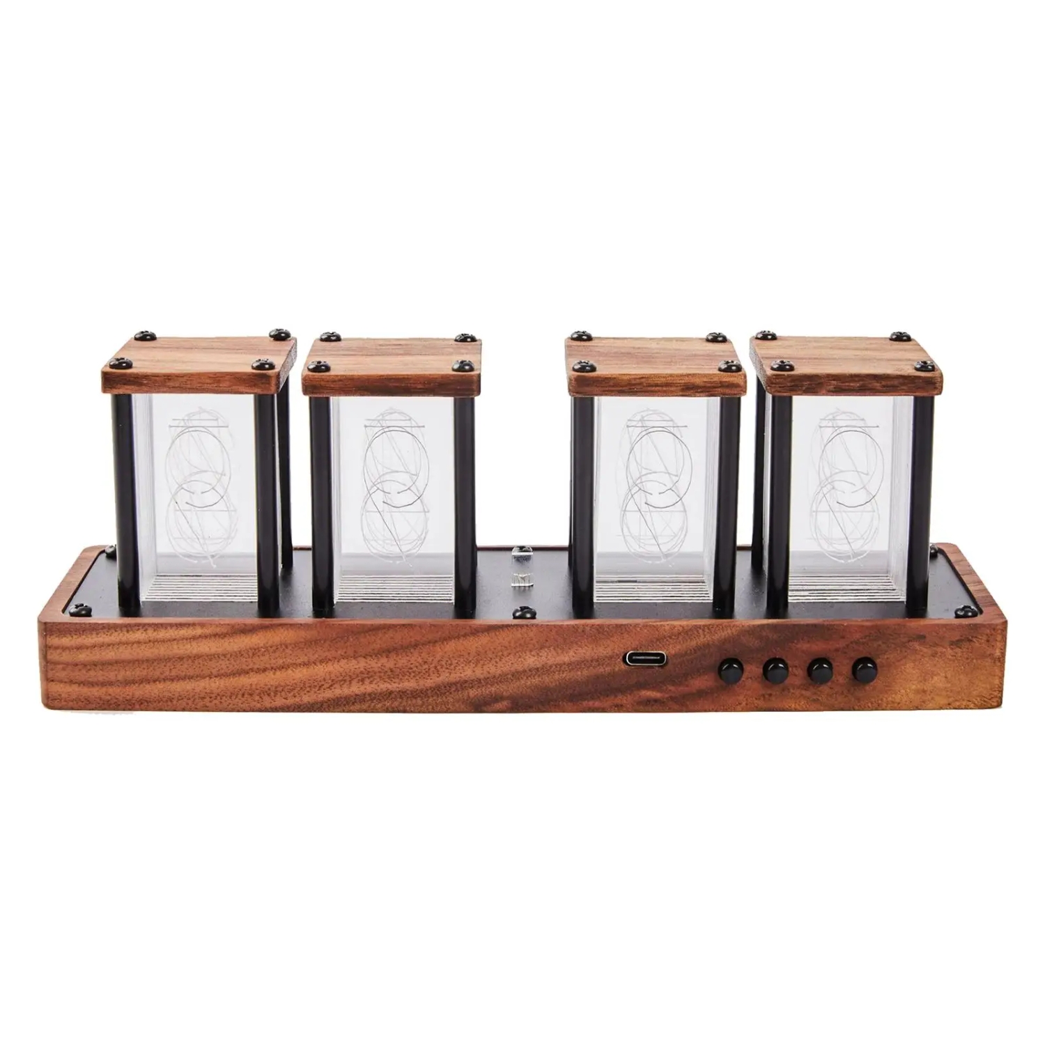 Modern Nixie Tube Clock LED Desk Clock Glow Tube Alarm Clock Bedroom Decor